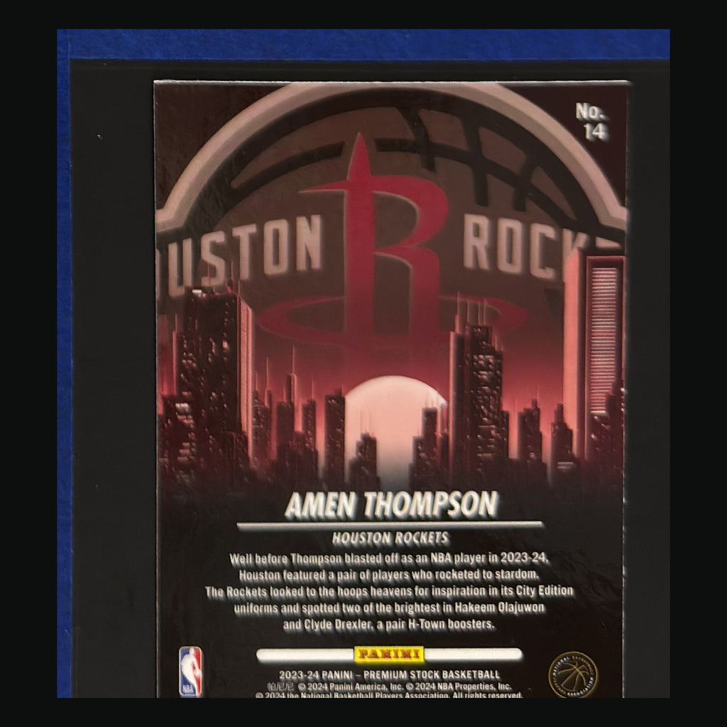 2023-24 Panini NBA Hoops Premium Stock City Edition Amen Thompson #14 — back view
