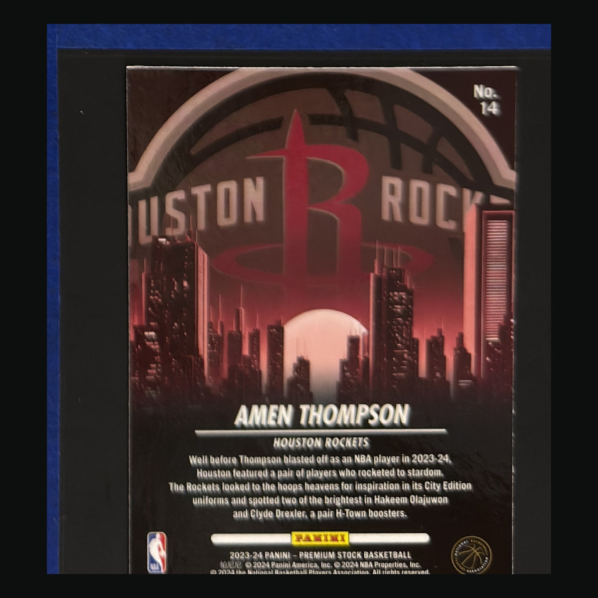 2023-24 Panini NBA Hoops Premium Stock City Edition Amen Thompson #14 — back view