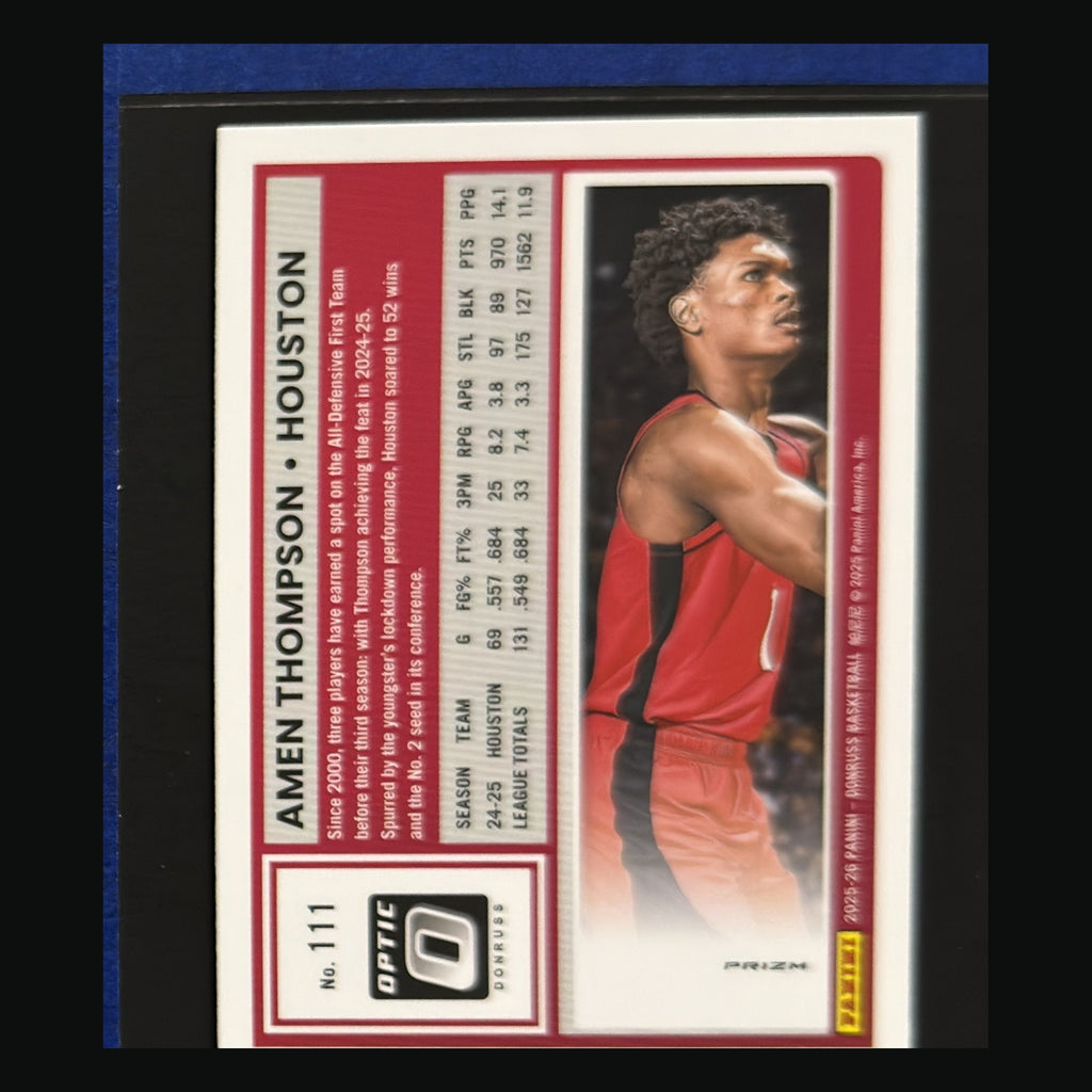 2025-26 Panini Donruss Optic Holo Amen Thompson #111 — back view