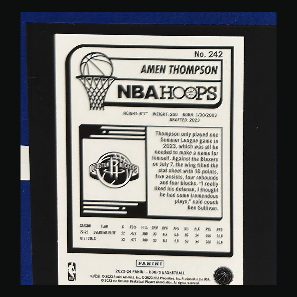 2023-24 Panini NBA Hoops Winter Amen Thompson #242 — back view