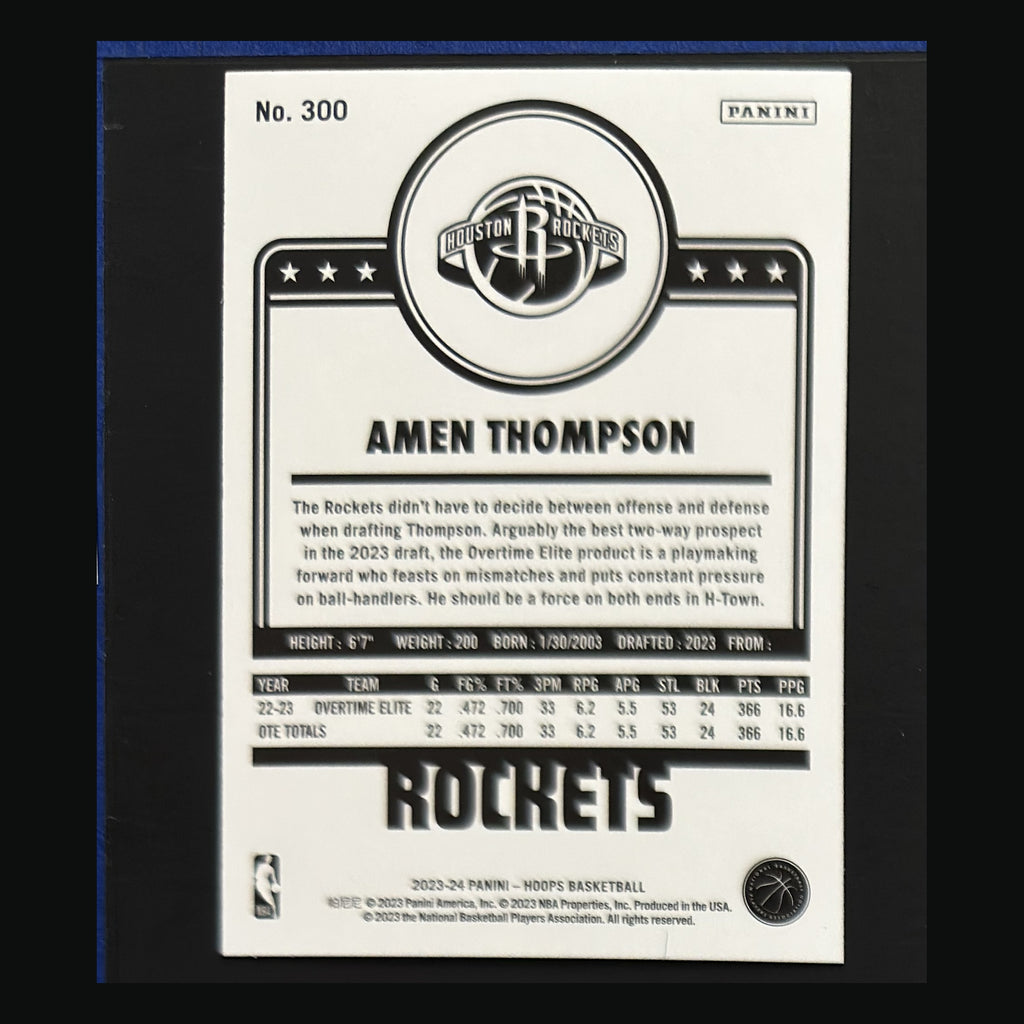 2023-24 Panini NBA Hoops Tribute Winter Amen Thompson #300 — back view