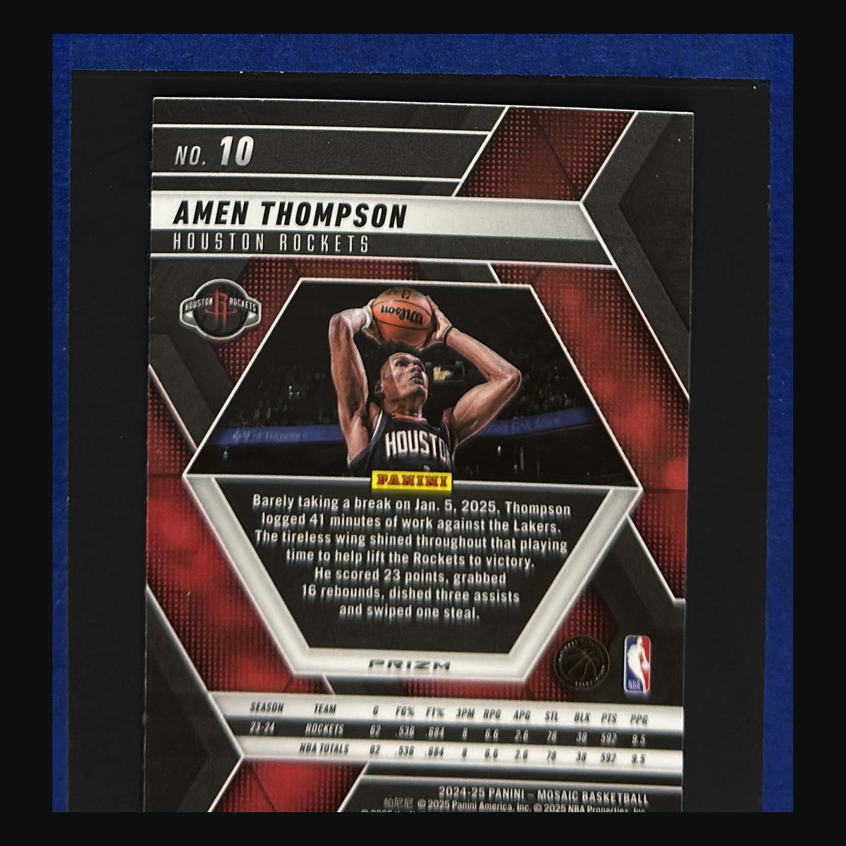2024-25 Panini Mosaic Green Mosaic Prizm Amen Thompson #10 — back view