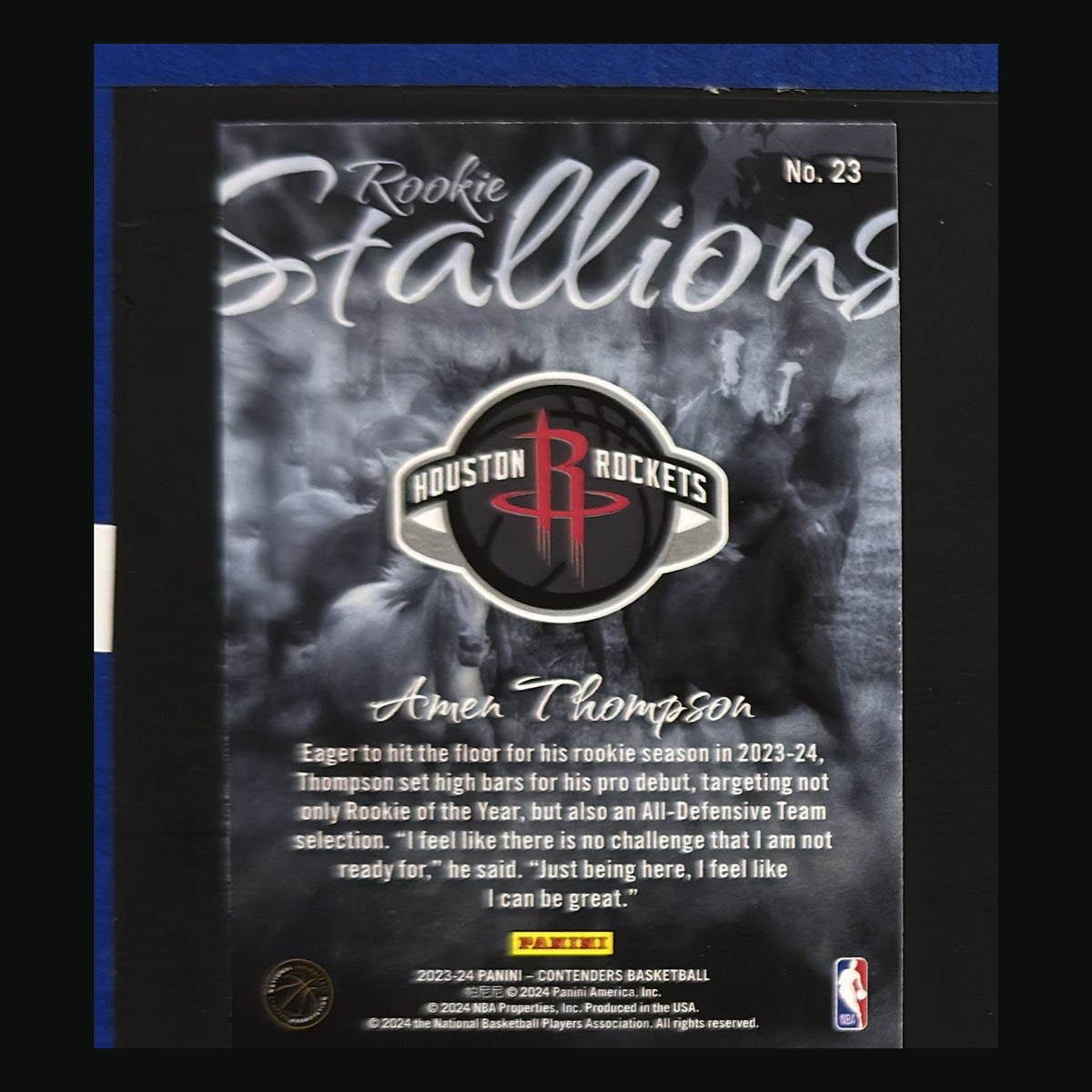 2023-24 Panini Contenders Rookie Stallions Amen Thompson #23 — back view