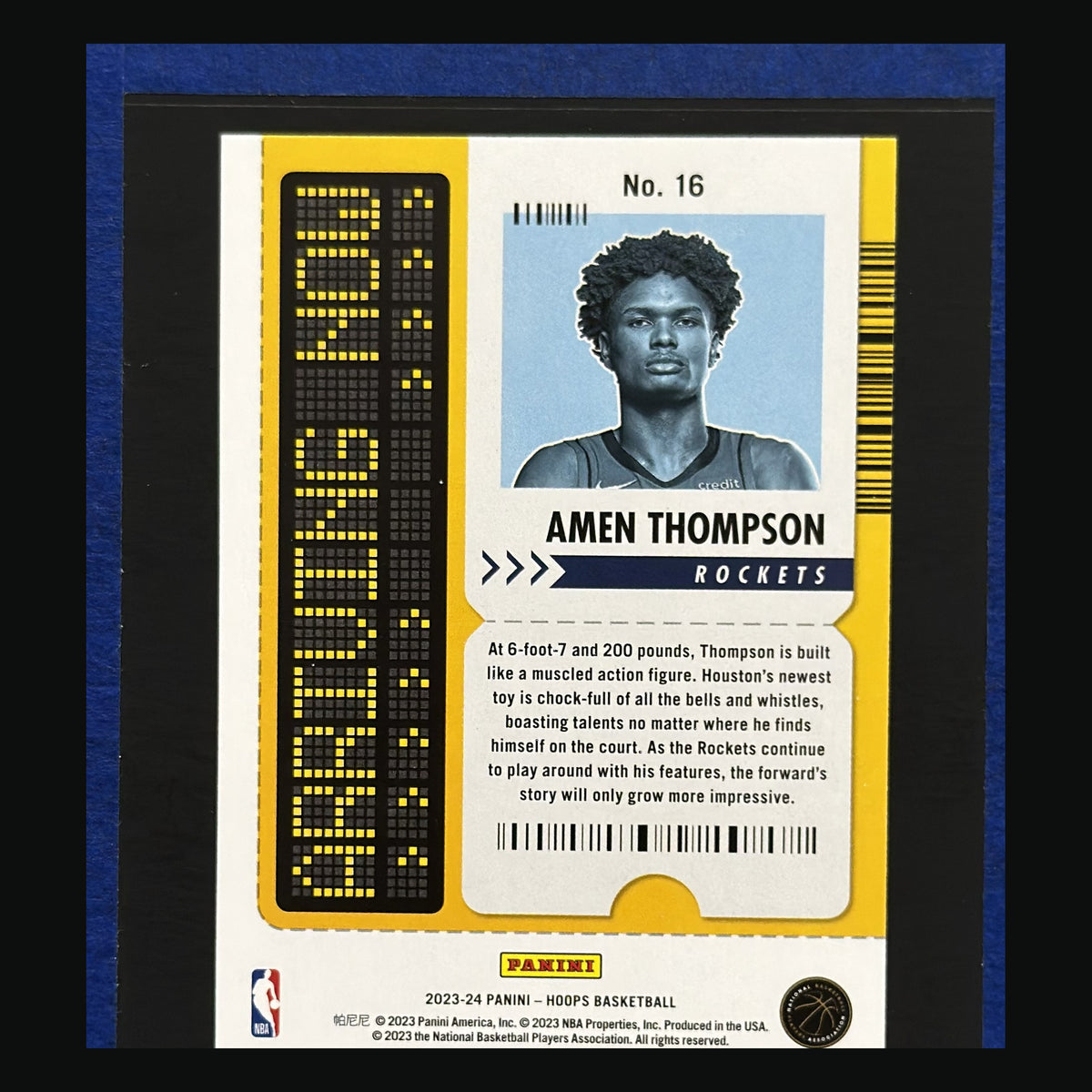 2023-24 Panini NBA Hoops Arriving Now Winter Amen Thompson #16 — back view