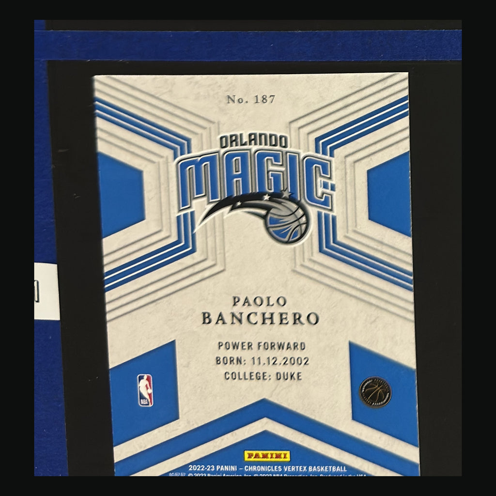 2022-23 Panini Chronicles Vertex Paolo Banchero #187 — back view