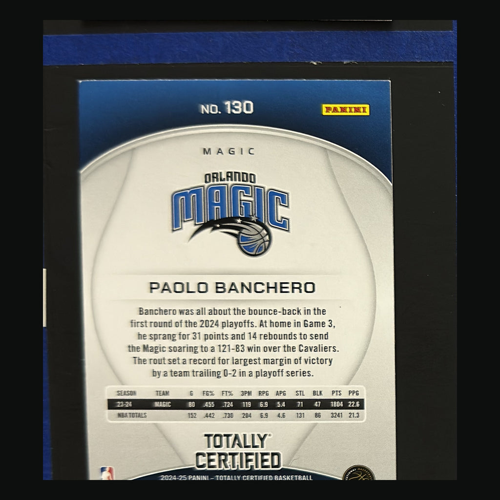 2024-25 Panini Totally Certified Mirror Paolo Banchero #130 — back view
