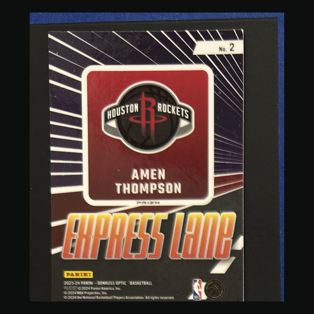 2024-25 Panini Donruss Optic Express Lane Purple Prizm Amen Thompson #2 — back view
