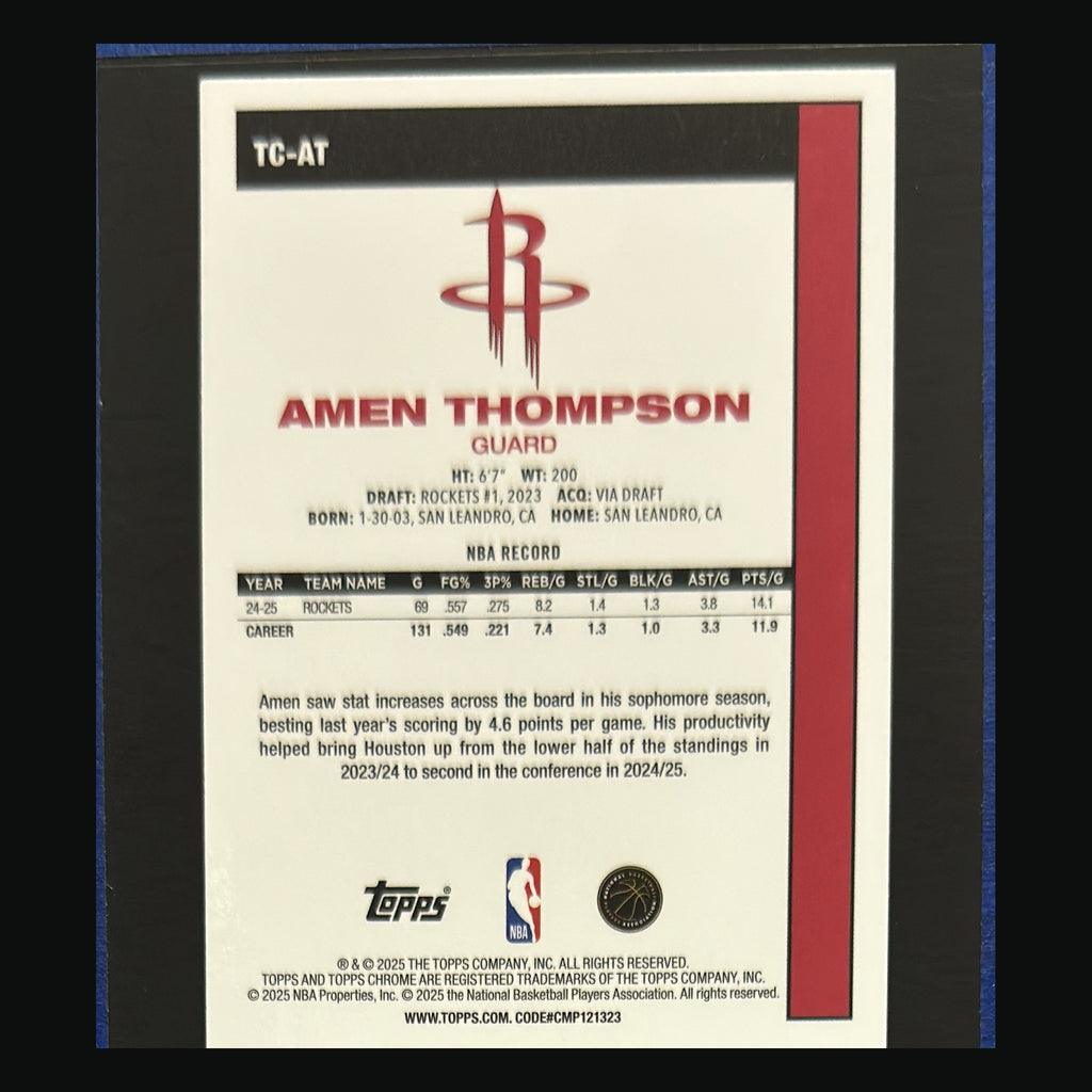 2025-26 Topps 1980-81 Chrome Mojo Refractor Amen Thompson #TC-AT — back view