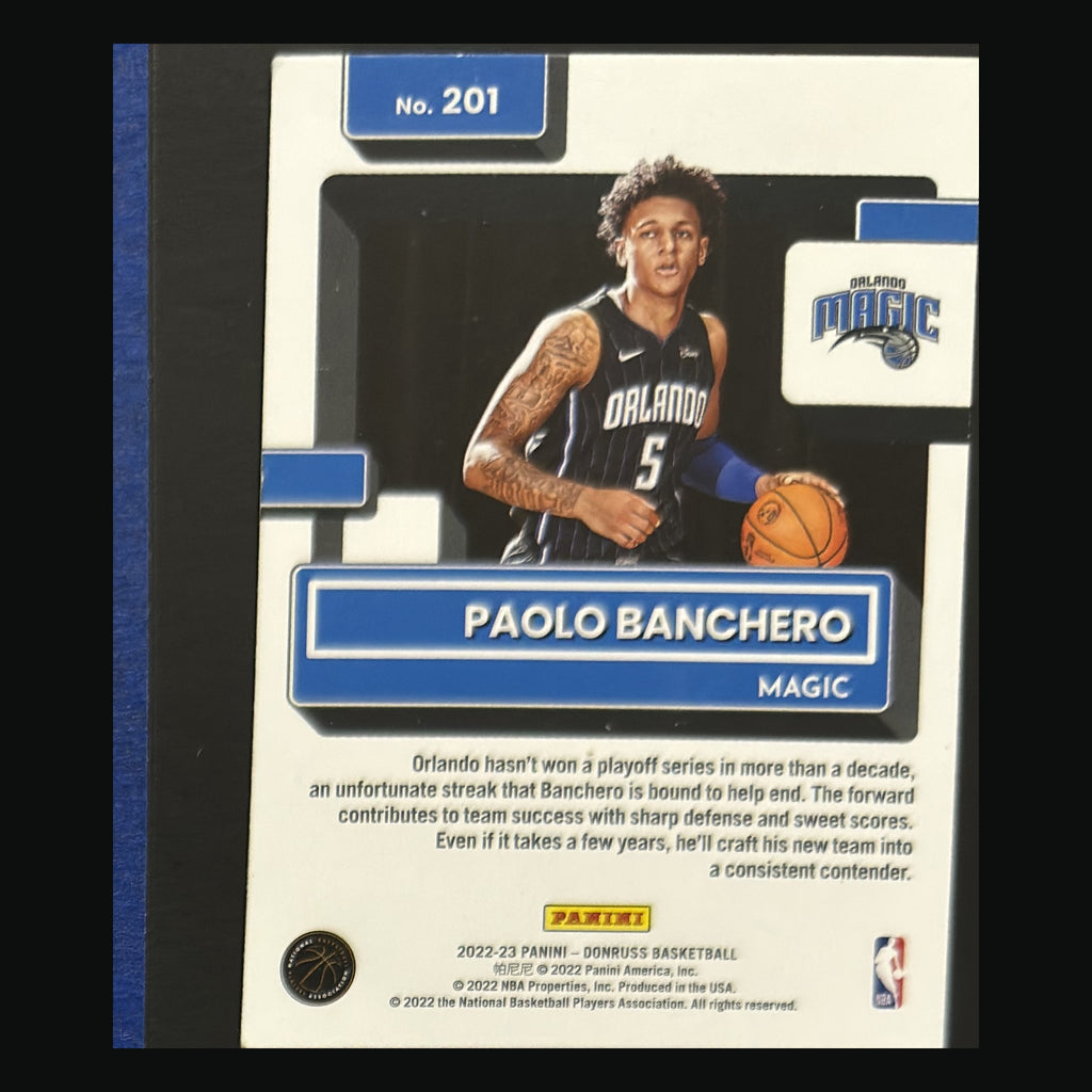 2022-23 Panini Donruss Rated Rookie Paolo Banchero #201 — back view