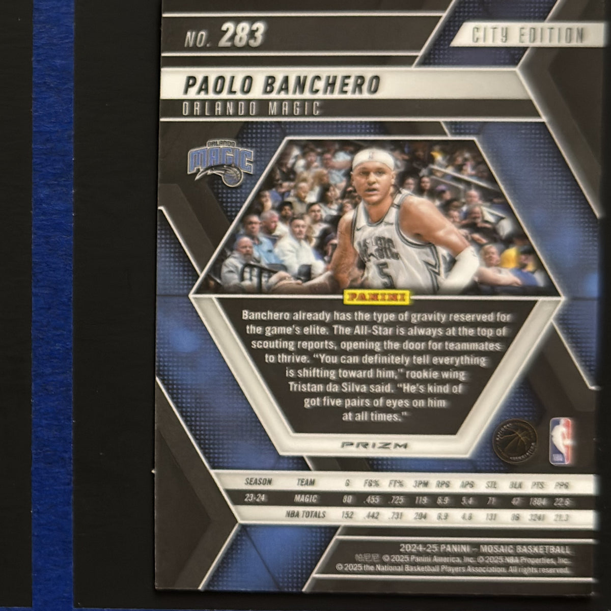 2024-25 Panini Mosaic City Edition Silver Mosaic Paolo Banchero #283 — back view
