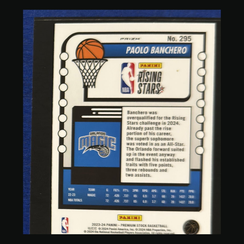 2023-24 Panini NBA Hoops Premium Stock Rising Stars Multi Wave Prizm Paolo Banchero #295 - back