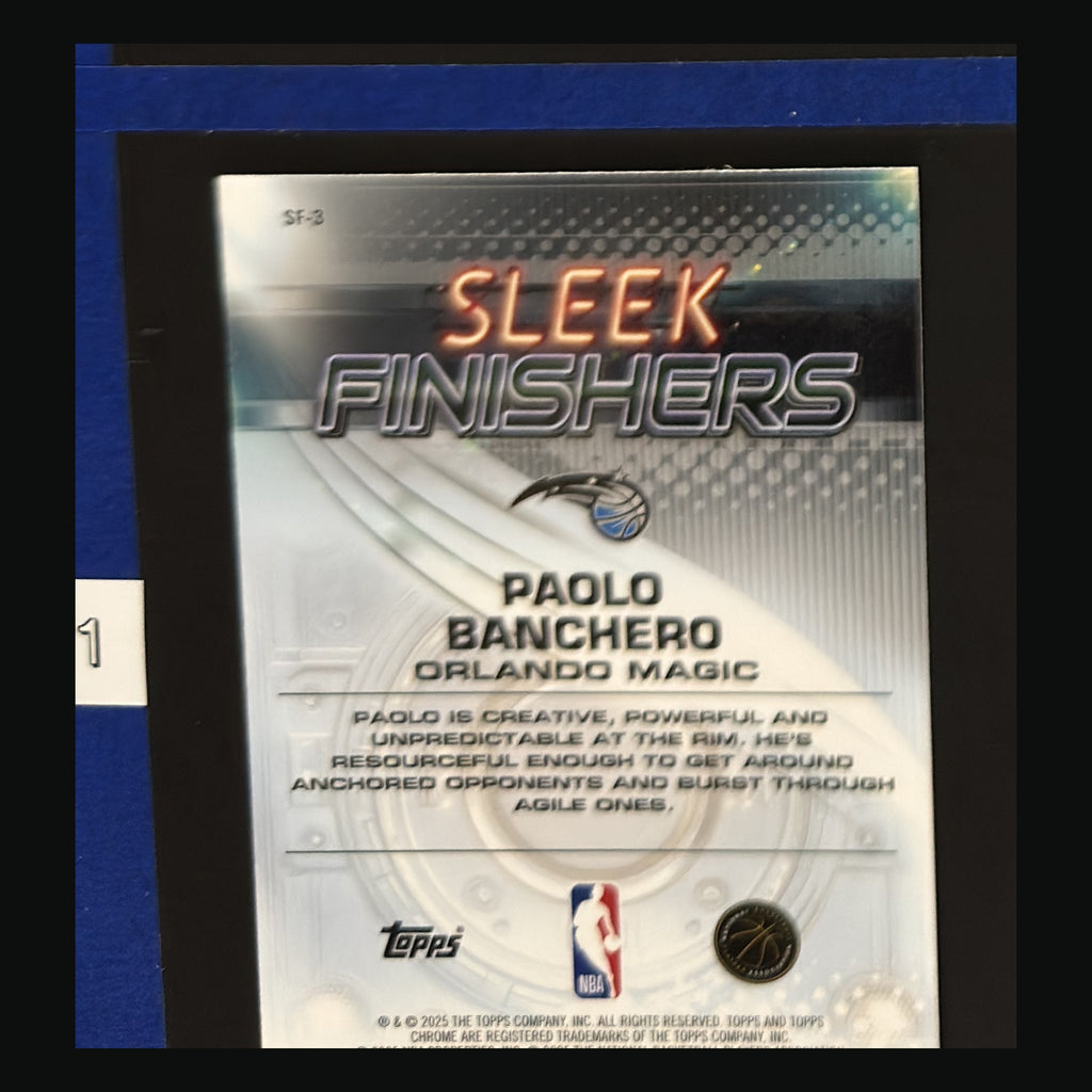 2025-26 Topps Chrome Sleek Finishers Paolo Banchero #SF-3 — back view