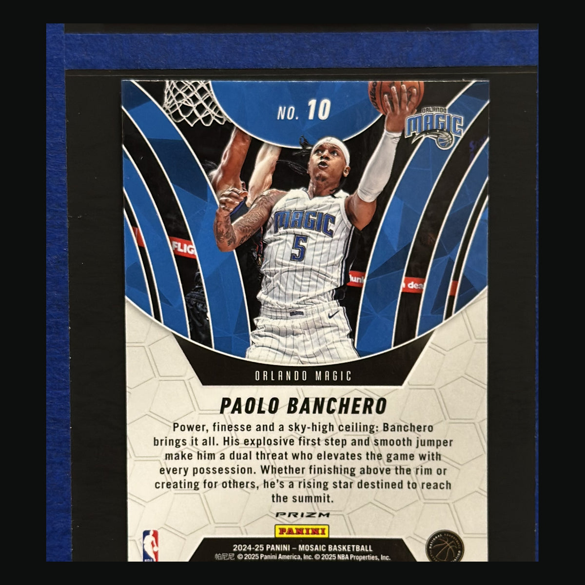 2024-25 Panini Mosaic Elevate Green Mosaic Prizm Paolo Banchero #10 — back view