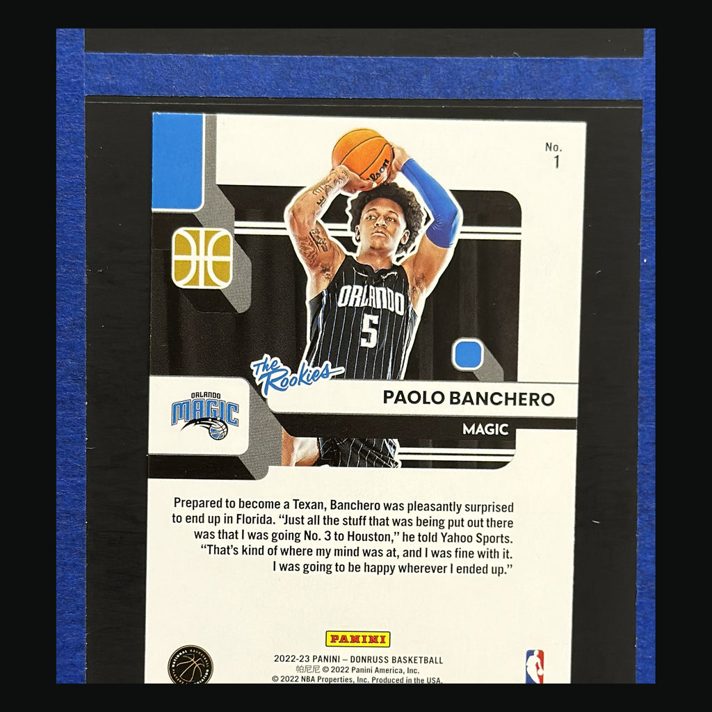 2022-23 Panini Donruss The Rookies Paolo Banchero #1 — back view