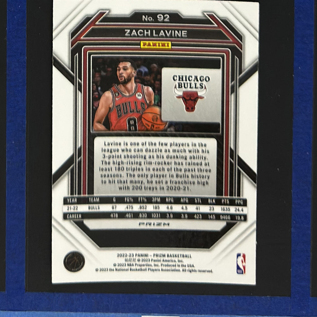 2022-23 Panini Prizm Red Ice Zach LaVine #92 — back view