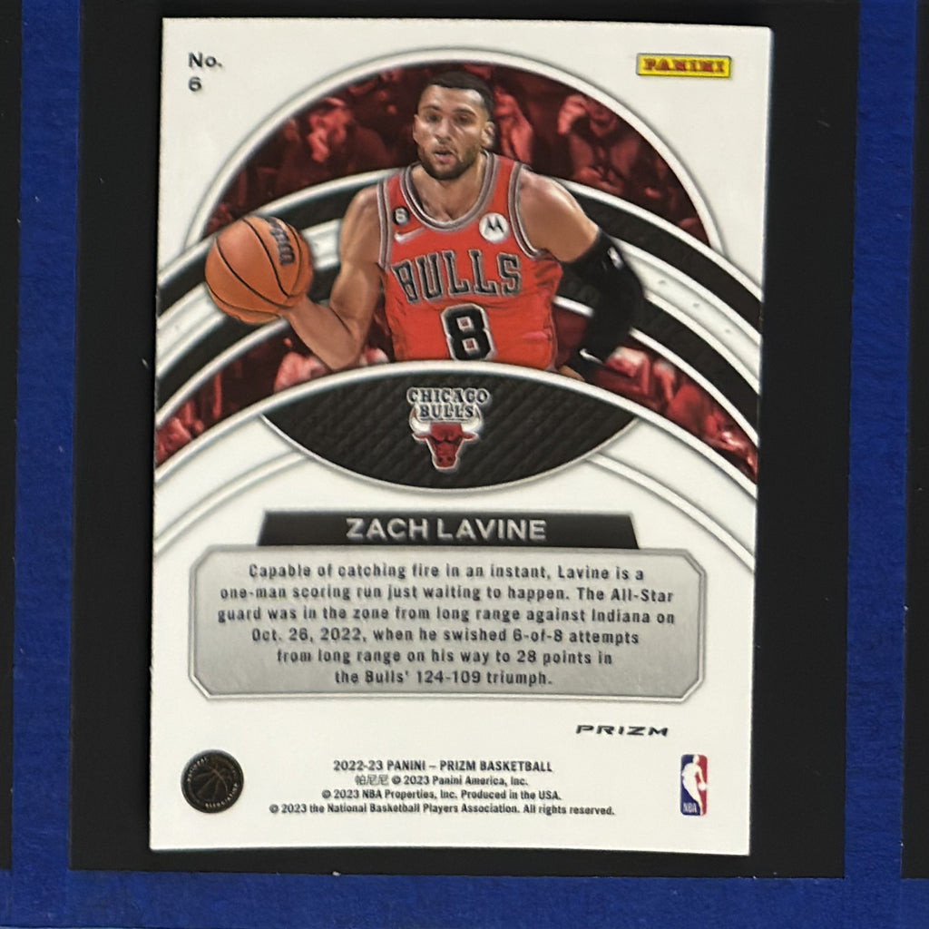 2022-23 Panini Prizm Dominance Silver Zach LaVine #6 — back view
