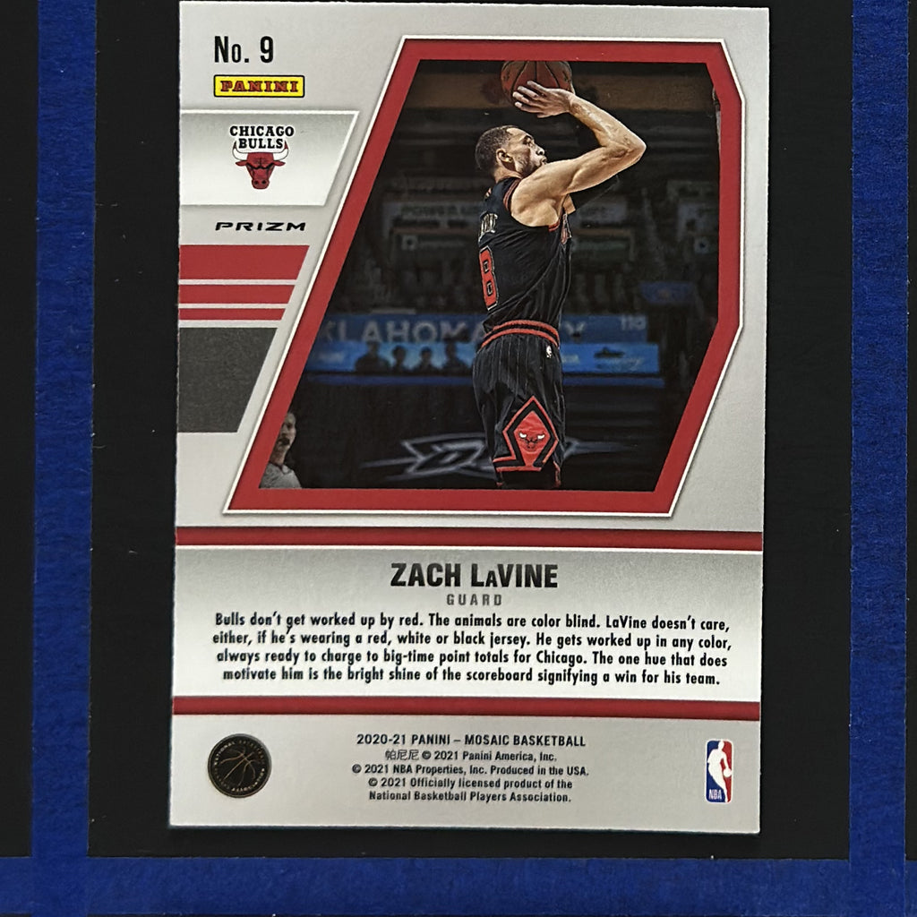 2020-21 Panini Mosaic Will to Win Green Mosaic Zach LaVine #9 — back view