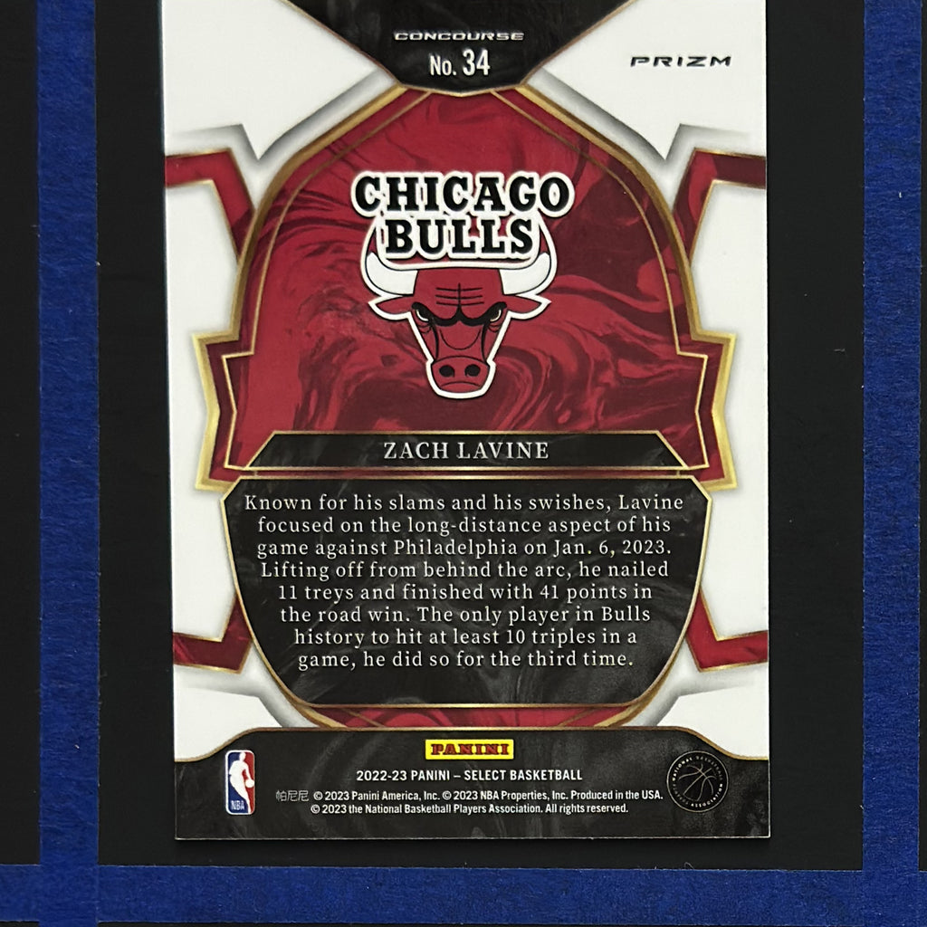 2022-23 Panini Select Concourse Red Cracked Ice Zach LaVine #34 — back view