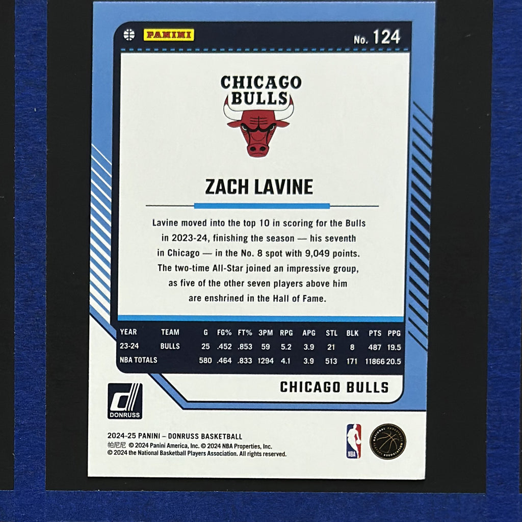 2024-25 Panini Donruss Press Proof Silver Zach LaVine #124 — back view