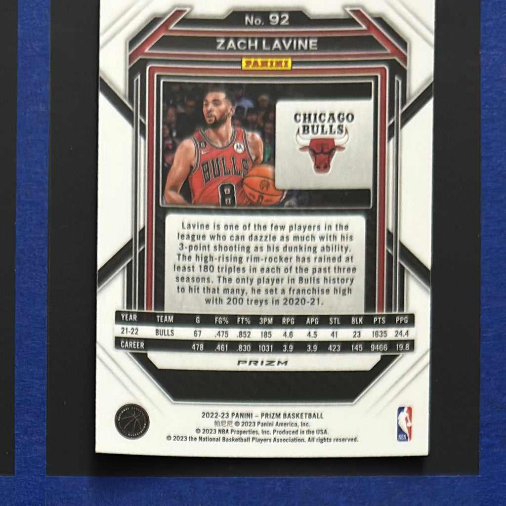 2022-23 Panini Prizm Ice Zach LaVine #92 — back view