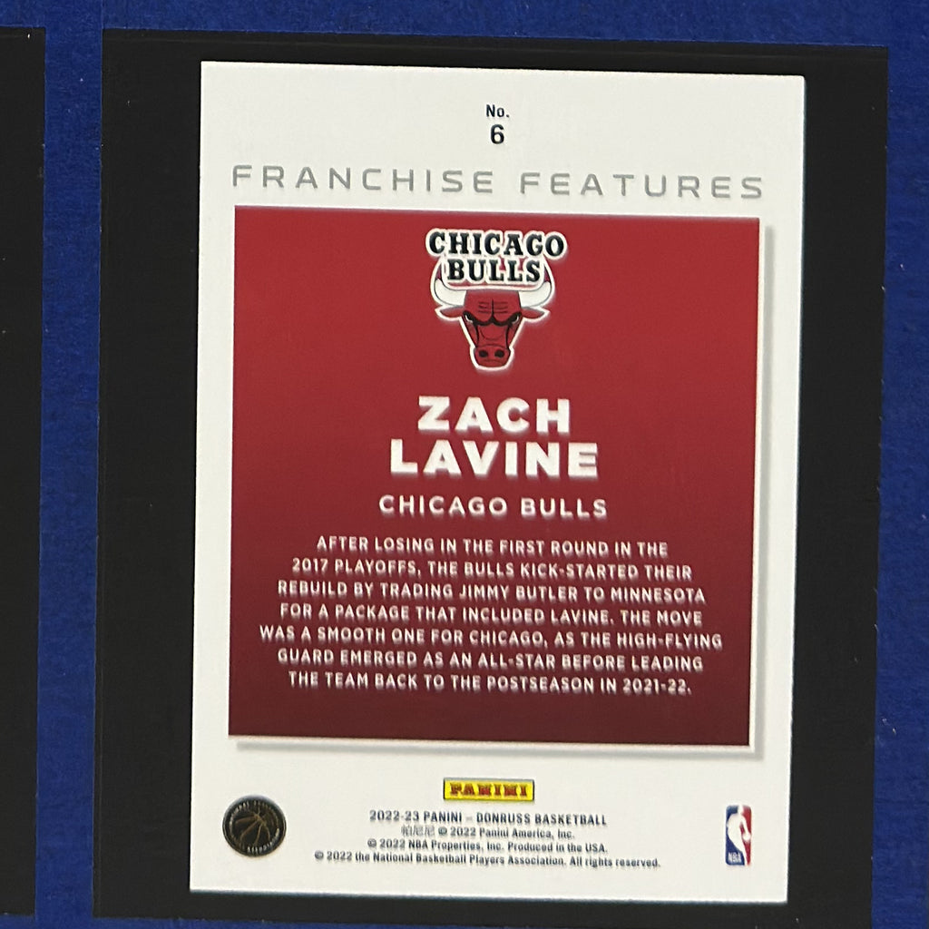2022-23 Panini Donruss Franchise Features Zach LaVine #6 — back view