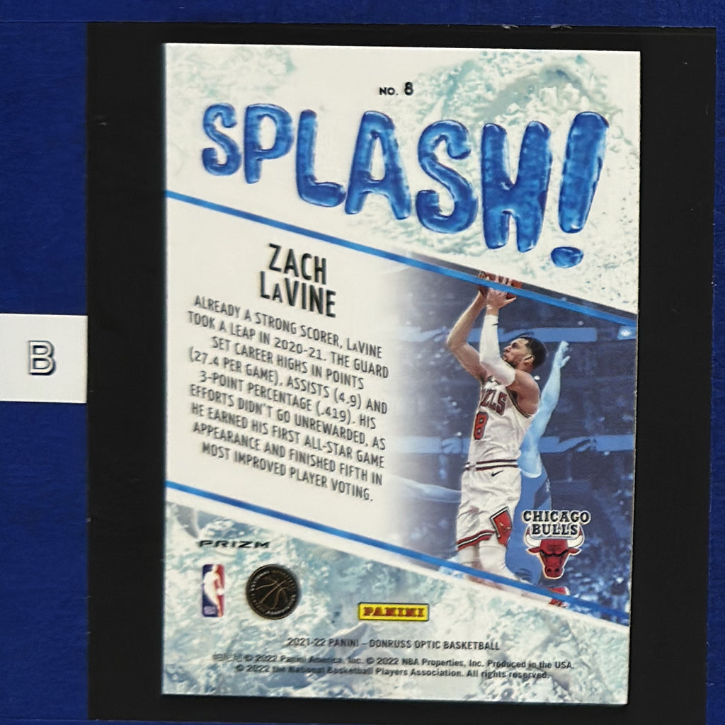 2021-22 Panini Donruss Optic Splash! Holo Zach LaVine #8 — back view