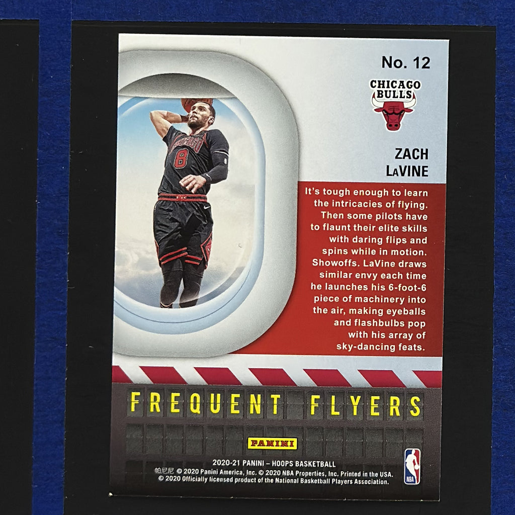 2020-21 Panini NBA Hoops Frequent Flyers Zach LaVine #12 — back view