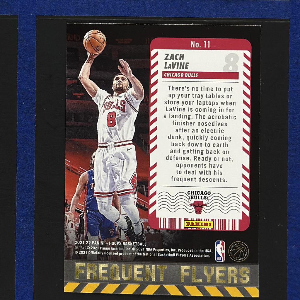2021-22 Panini NBA Hoops Frequent Flyers Zach LaVine #11 — back view