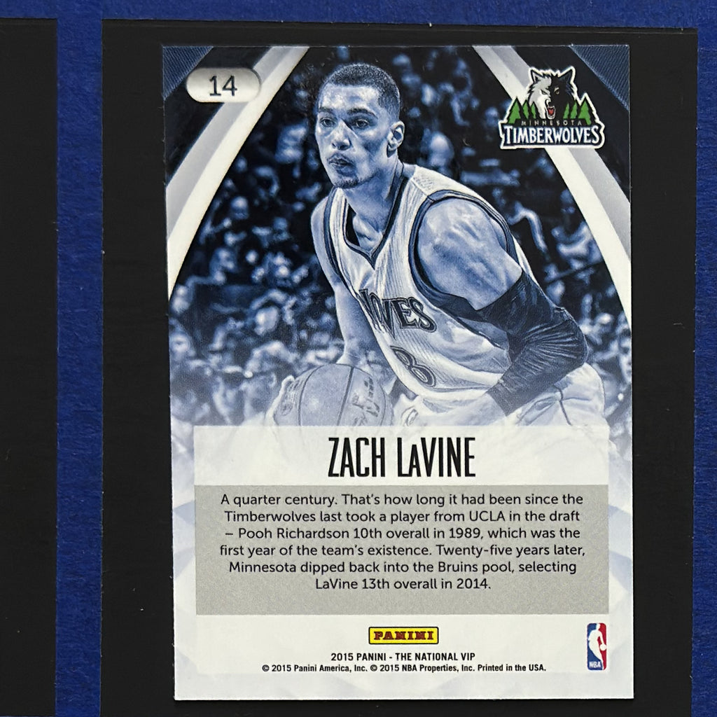 2015 Panini National Convention VIP Party Zach LaVine RC #14 — back view