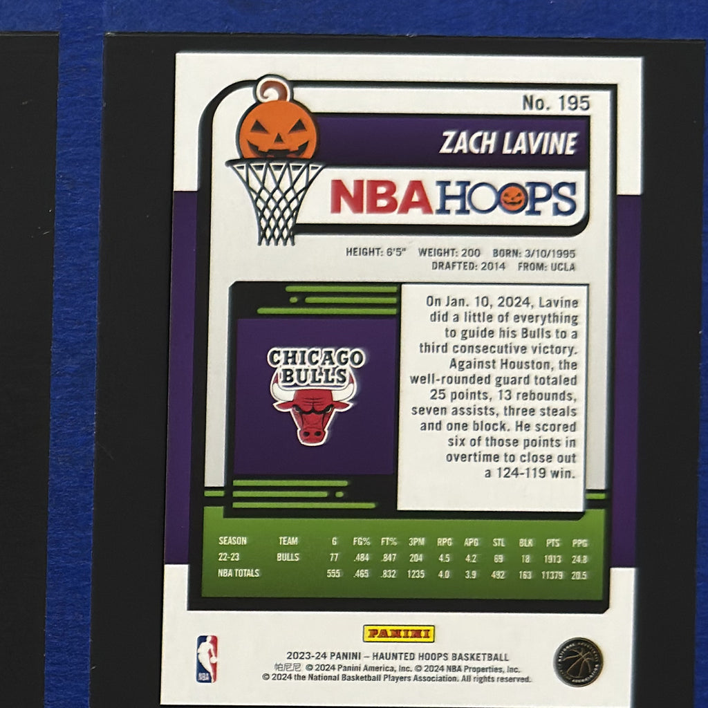 2023-24 Panini Haunted Hoops Holo Webs Zach LaVine #195 — back view