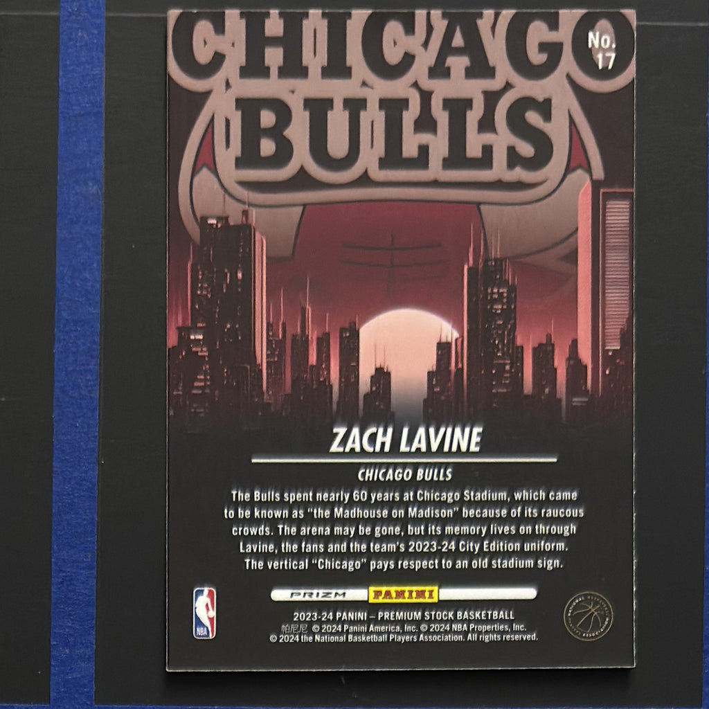 2023-24 Panini NBA Hoops Premium Stock City Edition Silver Prizm Zach LaVine #17 — back view