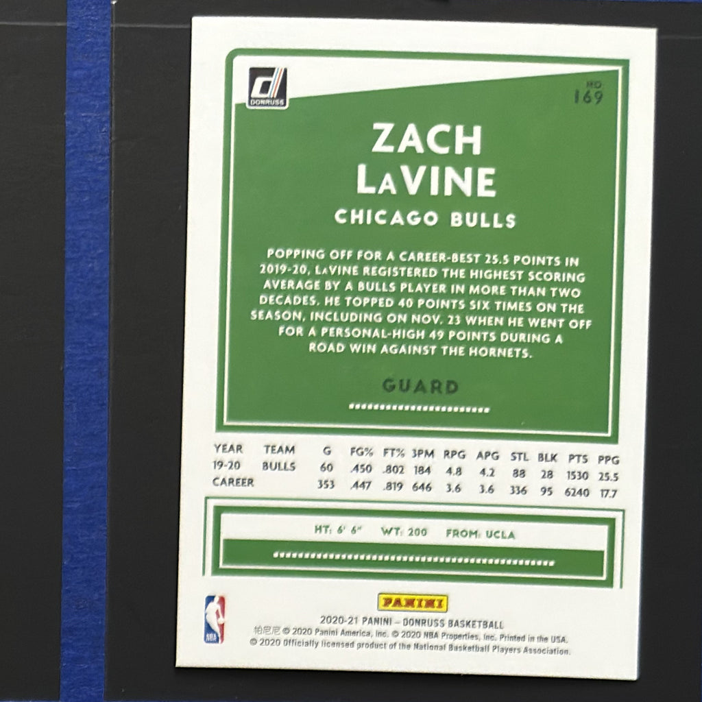 2020-21 Panini Donruss Yellow Flood Zach LaVine #169 — back view