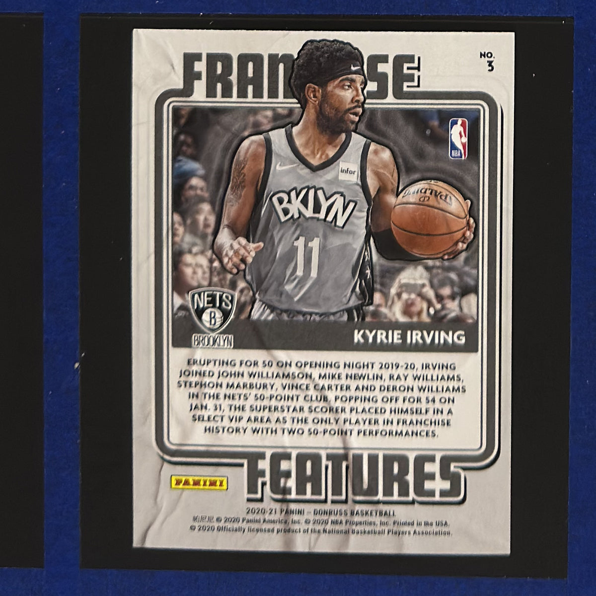 2020-21 Panini Donruss Franchise Features Kyrie Irving #3 — back view