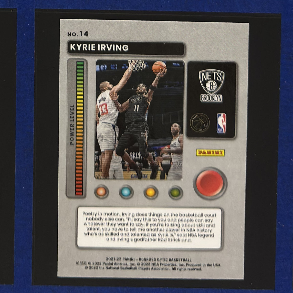 2021-22 Panini Donruss Optic T-Minus 3...2...1 Kyrie Irving #14 — back view