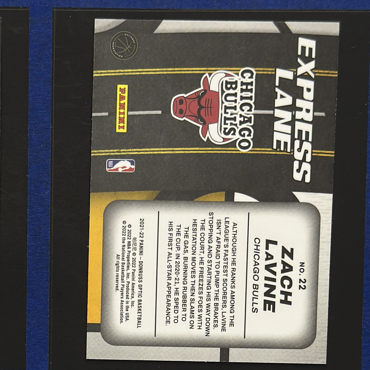 2021-22 Panini Donruss Optic Express Lane Zach LaVine #22 — back view