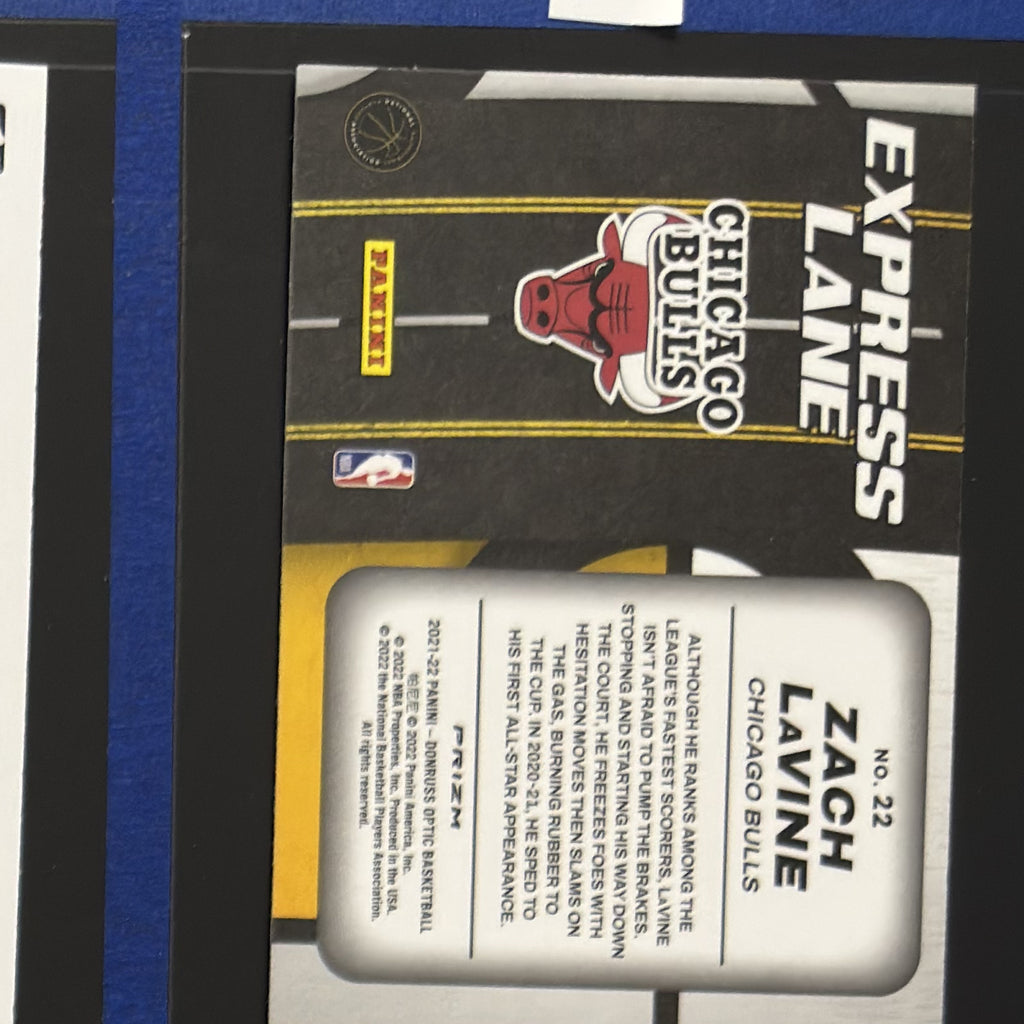 2021-22 Panini Donruss Optic Express Lane Purple Zach LaVine #22 — back view
