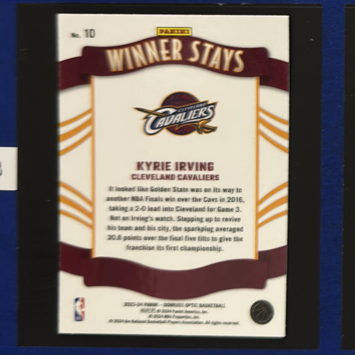 2023-24 Panini Donruss Optic Winner Stays Kyrie Irving #10 — back view