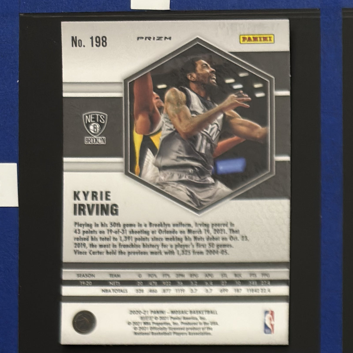 2020-21 Panini Mosaic Mosaic Kyrie Irving #198 — back view