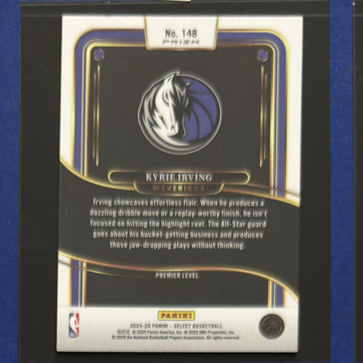 2024-25 Panini Select Premier Level Blue Kyrie Irving #148 — back view