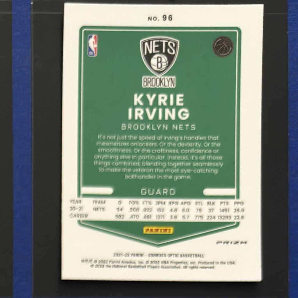 2021-22 Panini Donruss Optic Blue Velocity Kyrie Irving #96 — back view
