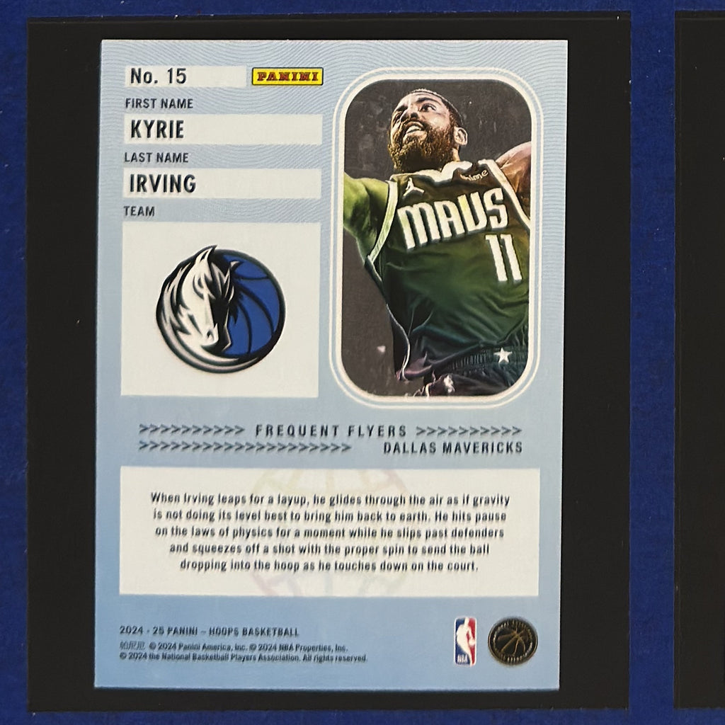 2024-25 Panini NBA Hoops Frequent Flyers Kyrie Irving #15 — back view