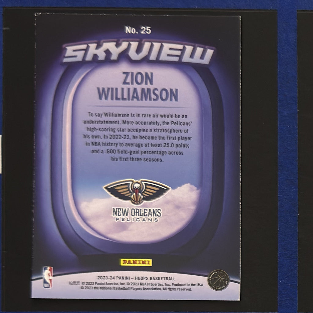2023-24 Panini NBA Hoops Skyview Zion Williamson #25 — back view