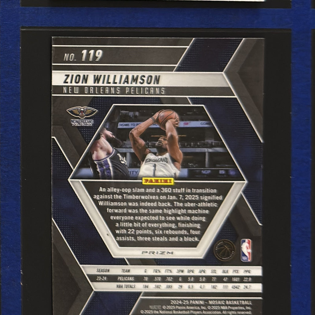 2024-25 Panini Mosaic Green Mosaic Prizm Zion Williamson #119 — back view