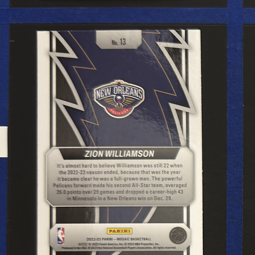 2022-23 Panini Mosaic Thunder Road Zion Williamson #13 — back view