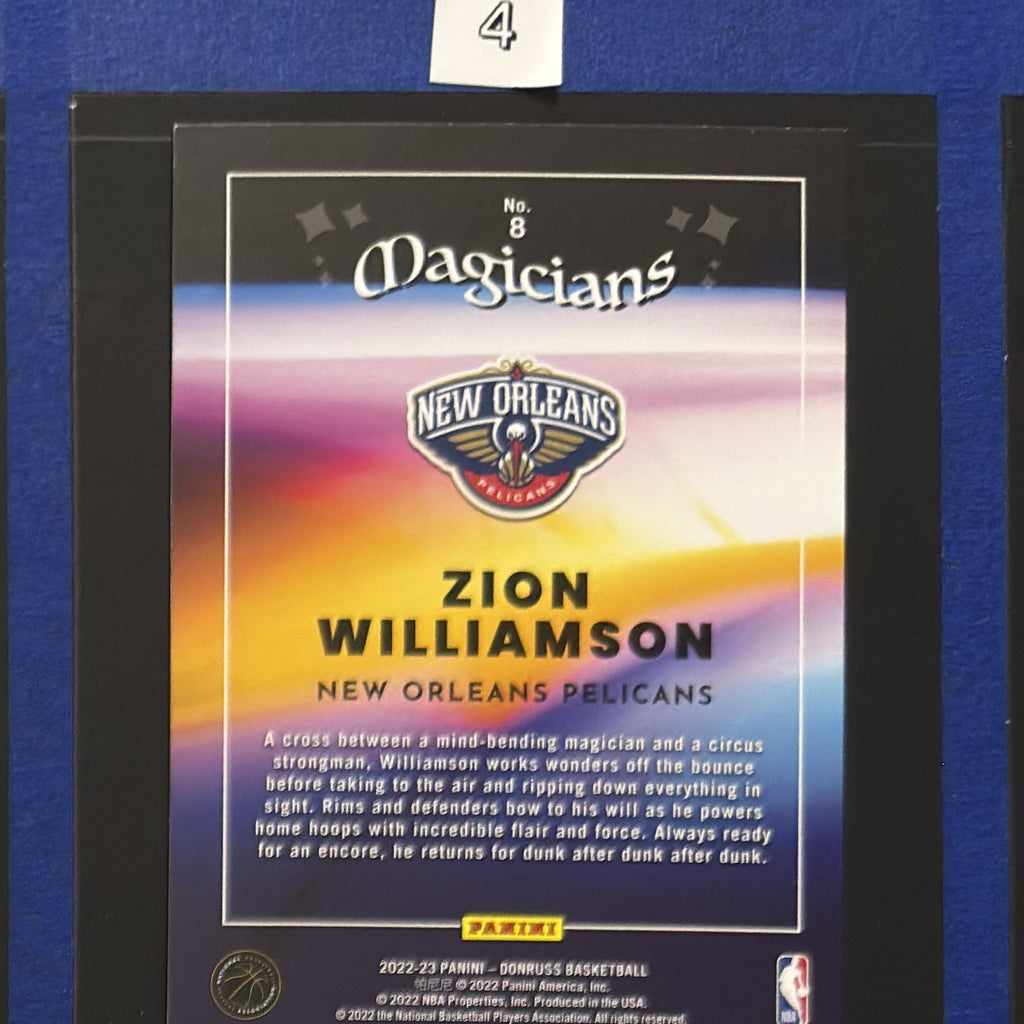 2022-23 Panini Donruss Magicians Zion Williamson #8 — back view