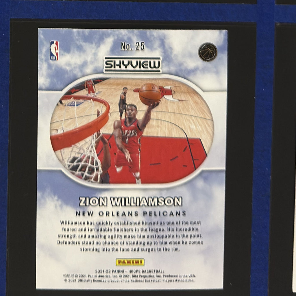 2020-21 Panini NBA Hoops Skyview Zion Williamson #25 — back view
