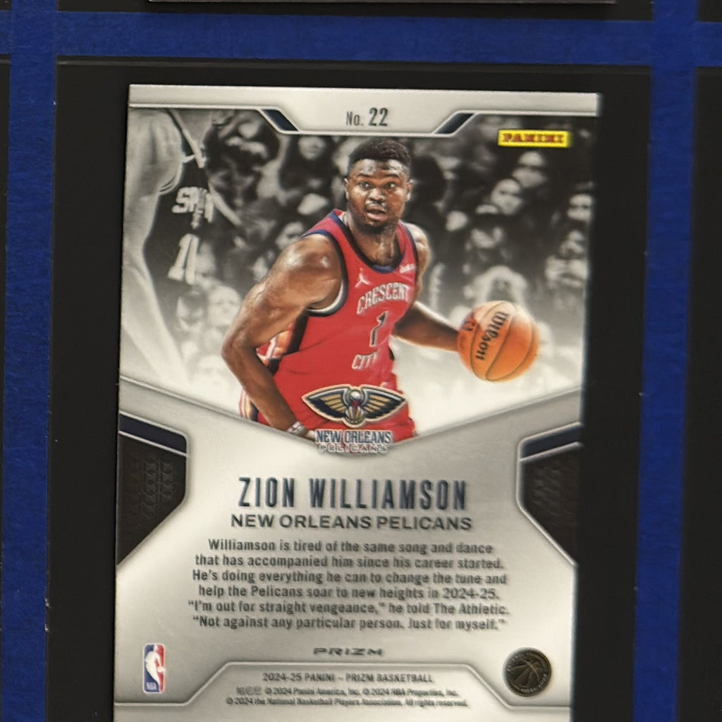 2024-25 Panini Prizm Dominance Green Prizm Zion Williamson #22 — back view