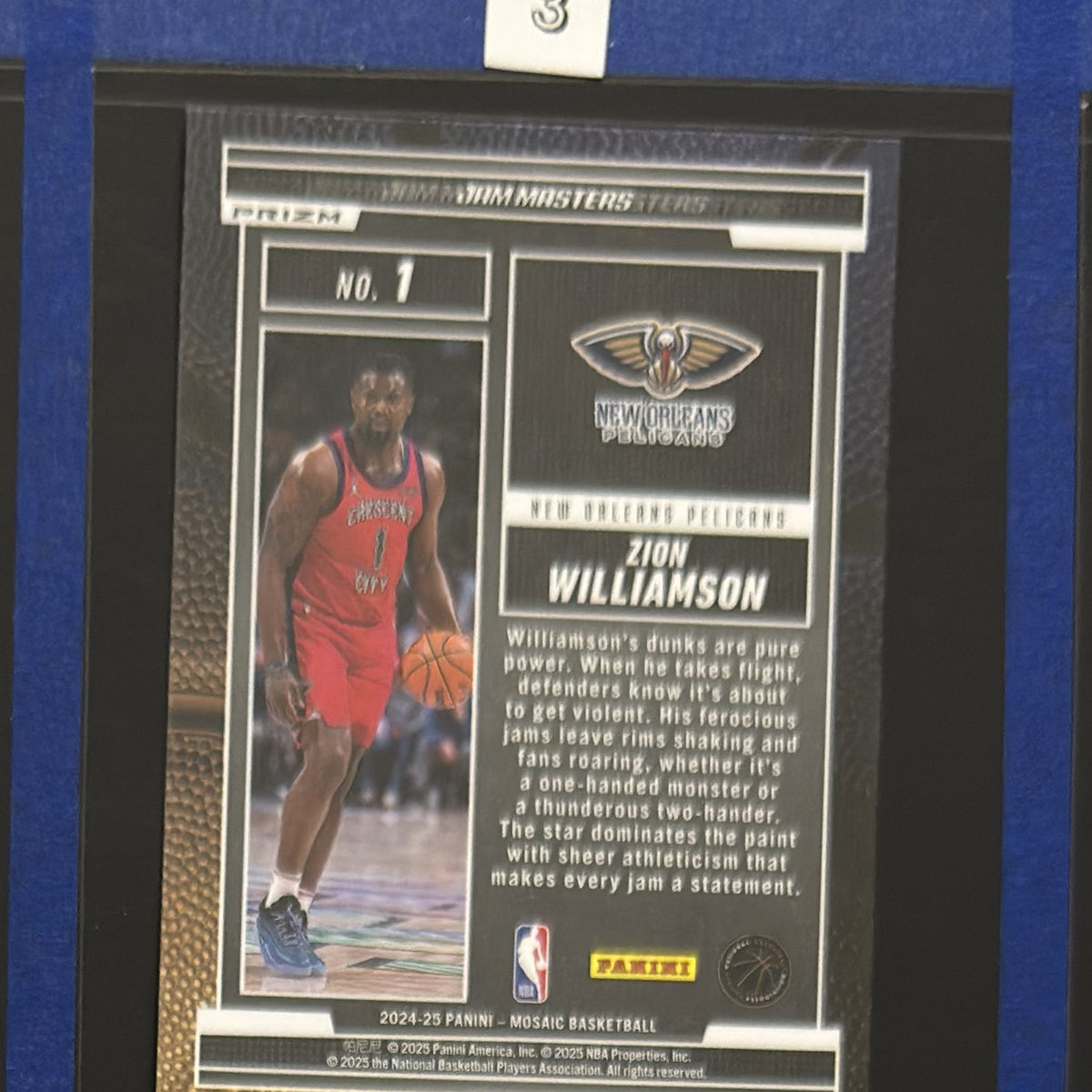 2024-25 Panini Mosaic Jam Masters Mosaic Prizm Zion Williamson #1 — back view