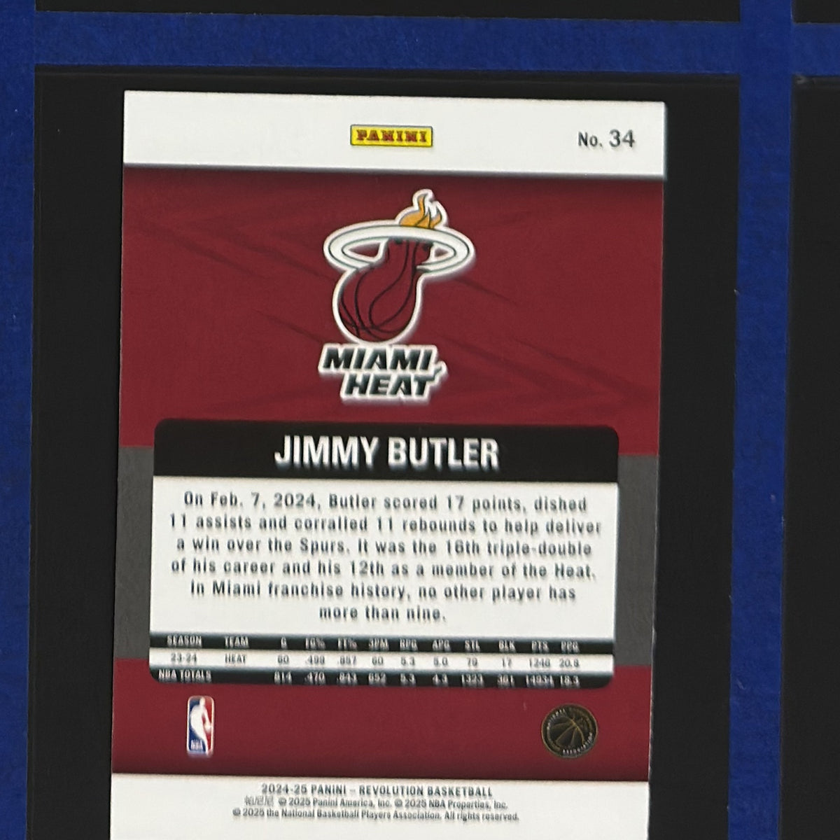 2024-25 Panini Revolution Jimmy Butler #34 — back view