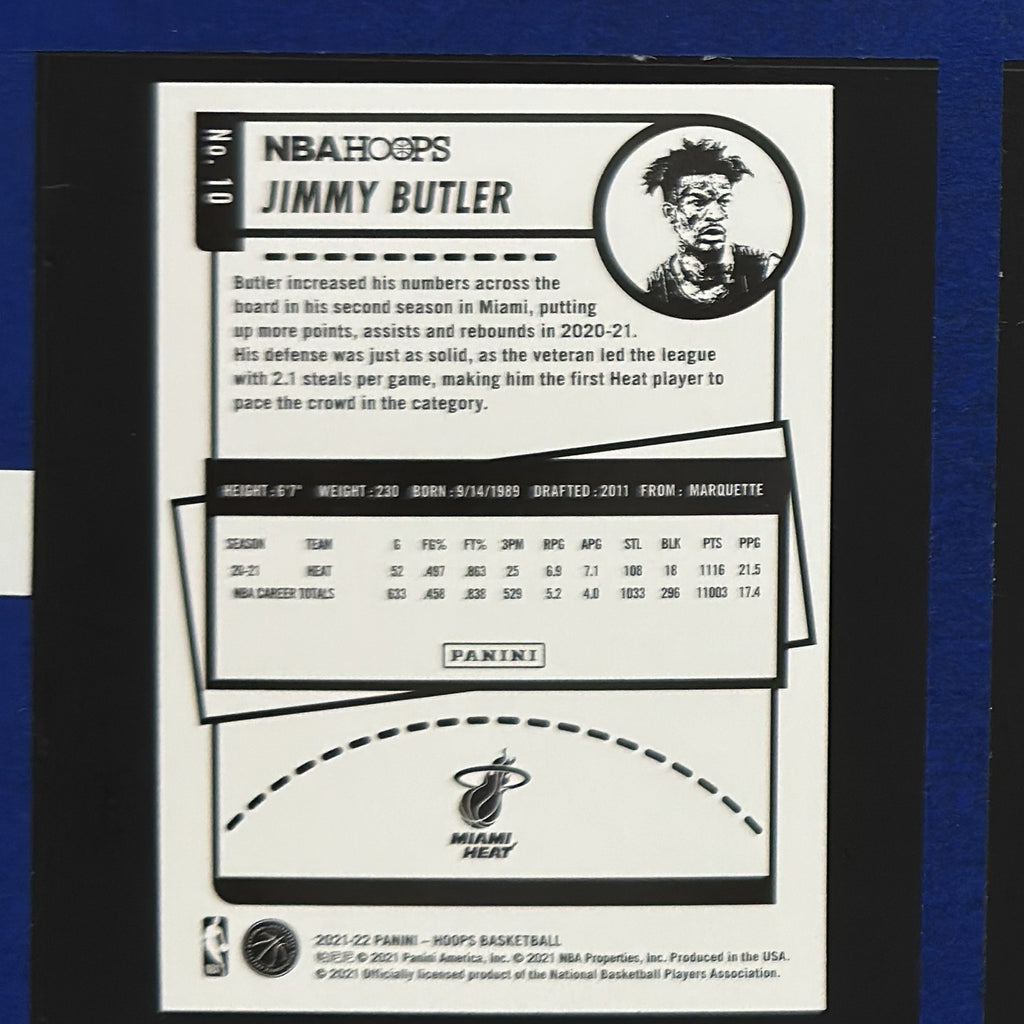 2021-22 Panini NBA Hoops Purple Jimmy Butler #10 — back view